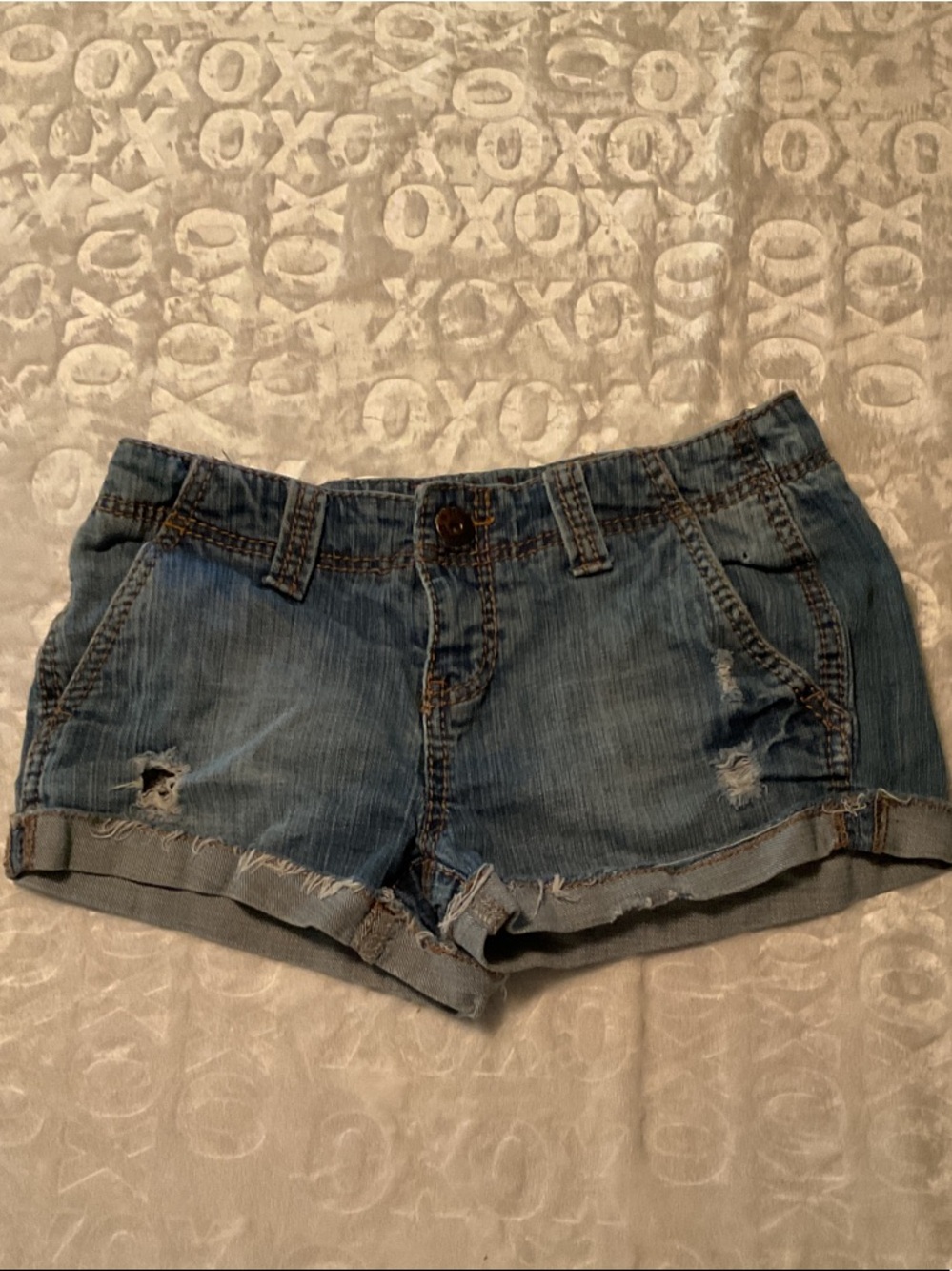 Mudd Light Blue Distressed Denim Jean Shorts